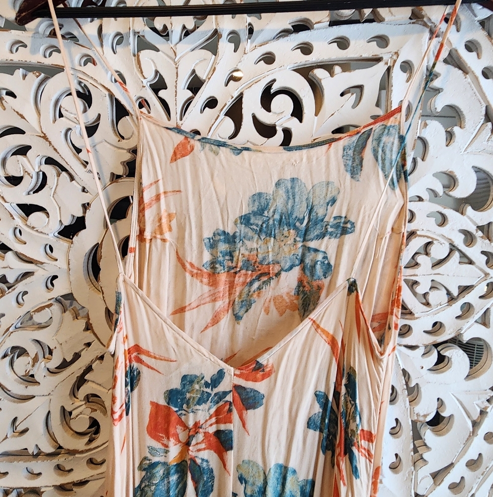 FREE PEOPLE NWT MAXI DRESS SPAGUETTI STRAPS PULLOVER HISBISCUS FLORAL SMALL - Picture 11 of 11